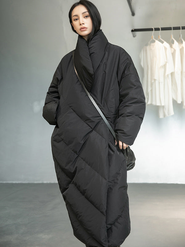 xakxx Thicken Solid Warm Irregularity Duck Down Coat