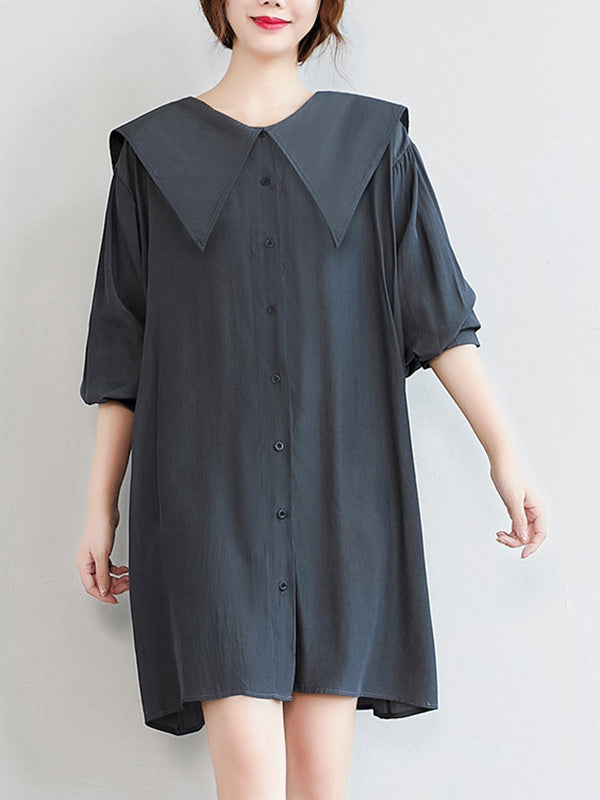 xakxx Original Printed Doll Collar Shirt Dress