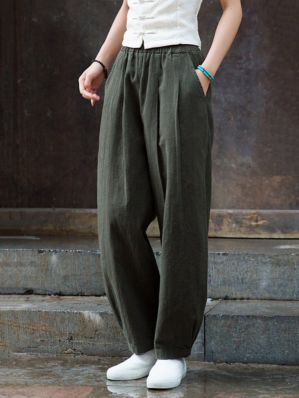 xakxx Bloomers Solid Color Casual Pants Bottoms Trousers