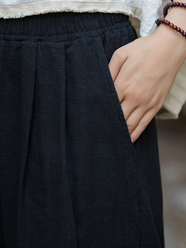 xakxx Wide Leg Elasticity Solid Color Pants Trousers