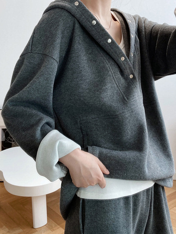 xakxx xakxx-Loose Hoodies And Wide-Leg Pants Suits