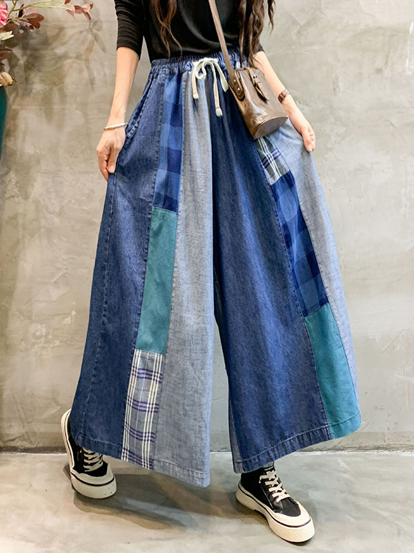xakxx Vintage Wide Leg Elasticity Split-Joint Jean Pants Bottoms