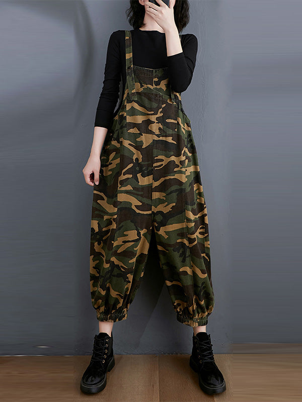 xakxx Original Camouflage Elasticity Harem Denim Overalls