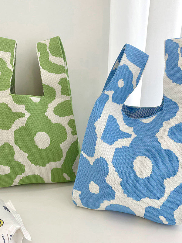 xakxx Floral Printed Bags Accessories Woven Handbag