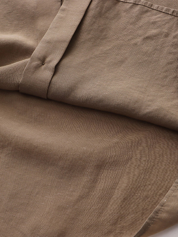 xakxx Solid Color Lapel Blouses&Shirts Tops