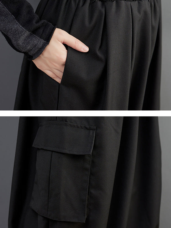 xakxx Loose Wide Leg Solid Color Casual Pants Bottoms