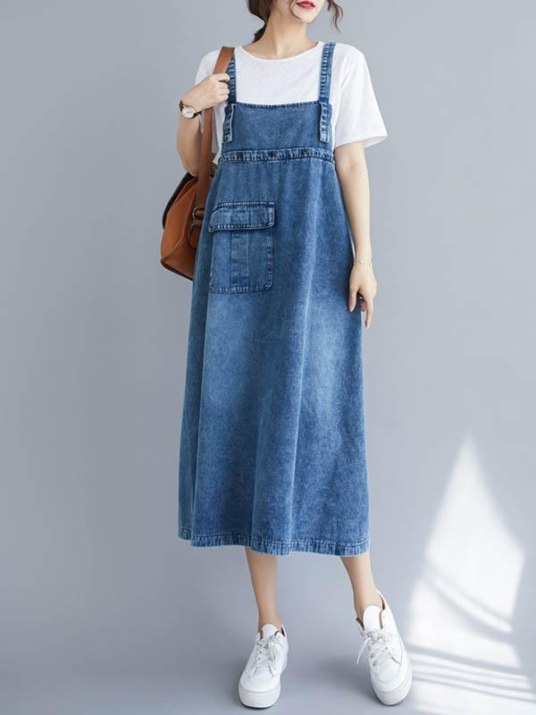 xakxx Original Solid Denim Strapless Dress