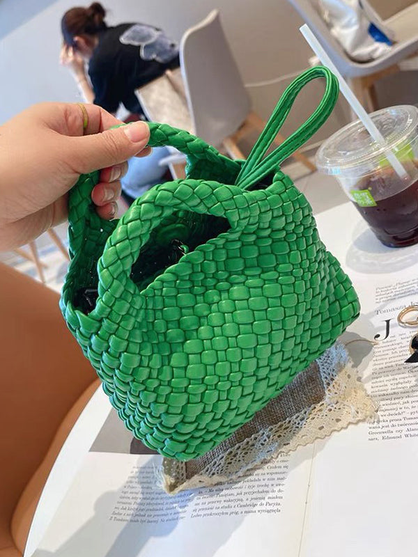xakxx Solid Color Woven Bags Handbags