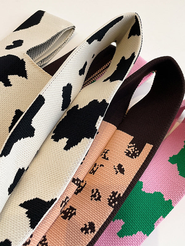 xakxx Urban Knitting Cow Pattern Bags Accessories Handbags