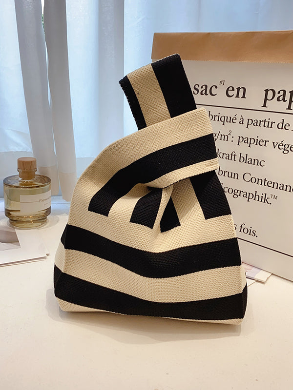 xakxx Knitting Checkerboard Zebra-Stripe Striped Bags Accessories Handbags