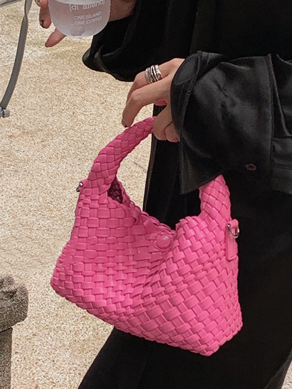 xakxx Cute Solid Color Woven Bags Handbags