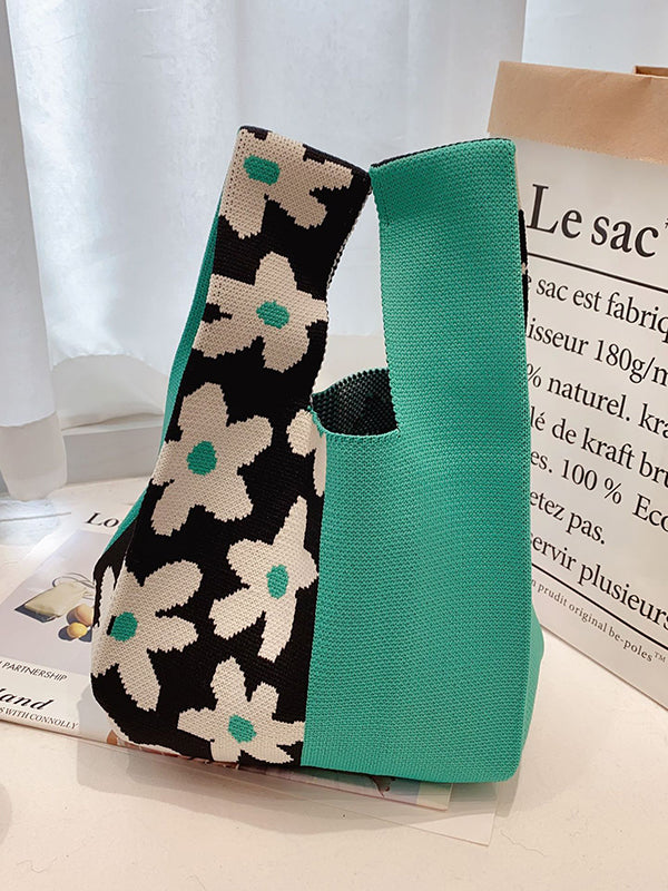 xakxx Contrast Color Floral Bags Accessories Handbags