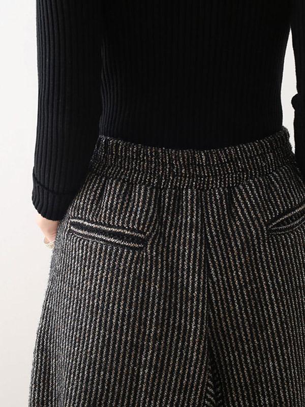 xakxx Vintage Knitted Thickening Asymmetric Lantern Wide Leg Pants