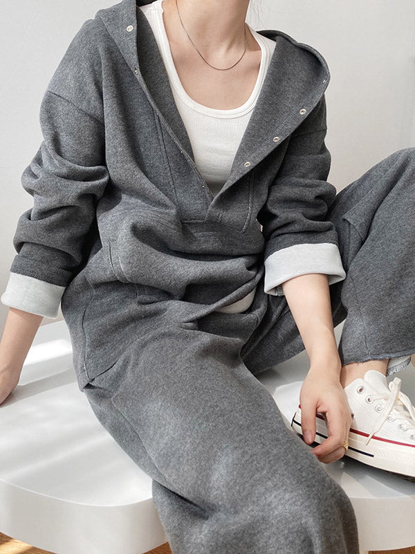 xakxx xakxx-Loose Hoodies And Wide-Leg Pants Suits