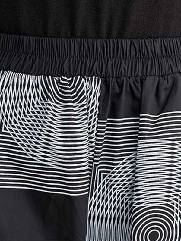 xakxx High Waisted Loose Elasticity Printed Cropped Trousers Pants
