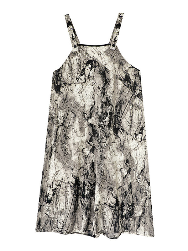 xakxx Vintage Printed Loose Wide Leg Overalls