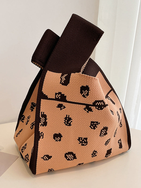 xakxx Urban Knitting Cow Pattern Bags Accessories Handbags