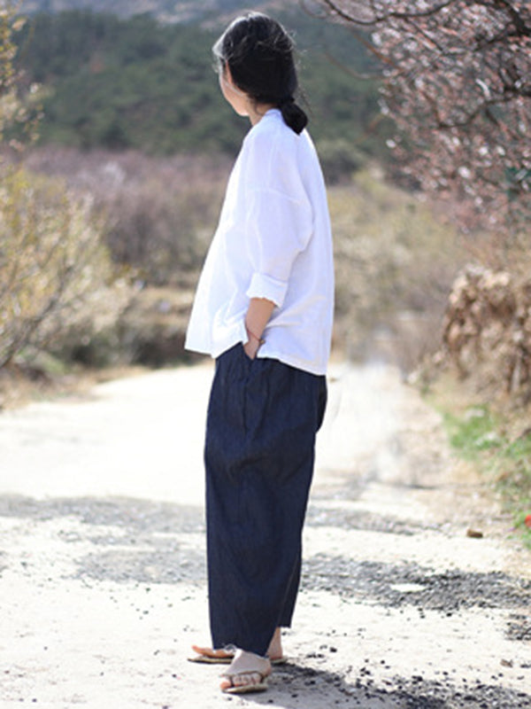 xakxx Vintage Loose Denim Color Wide Leg Jean Pants