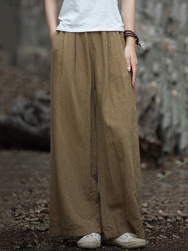xakxx Wide Leg Elasticity Solid Color Pants Trousers