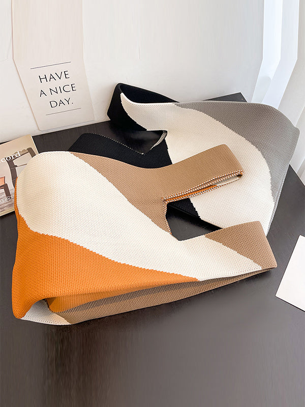 xakxx Contrast Color Woven Bags Handbags