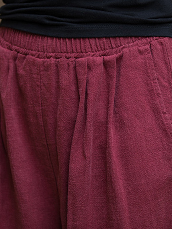 xakxx Wide Leg Elasticity Solid Color Pants Trousers