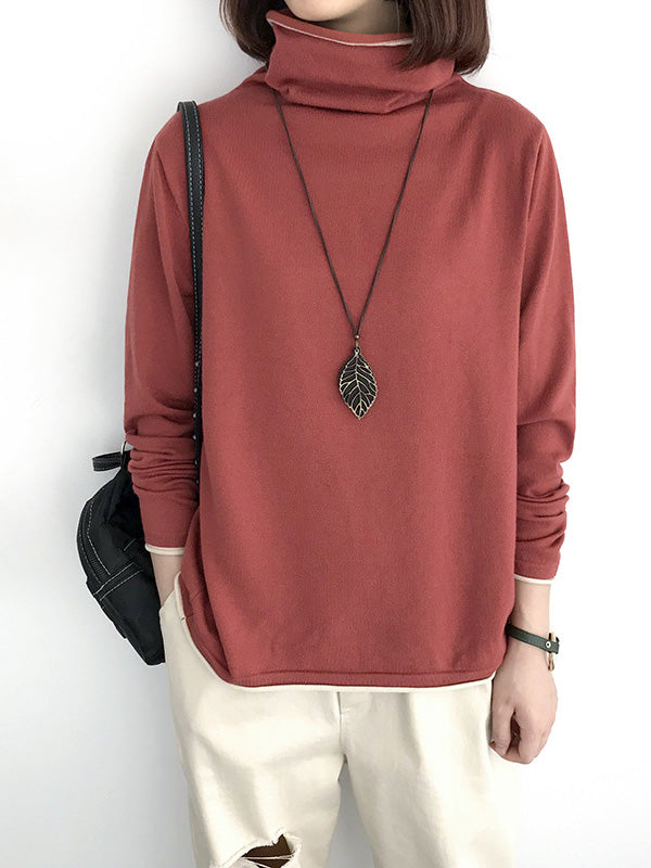 xakxx xakxx-Casual Loose 8 Colors High-Neck Long Sleeves Knitwear