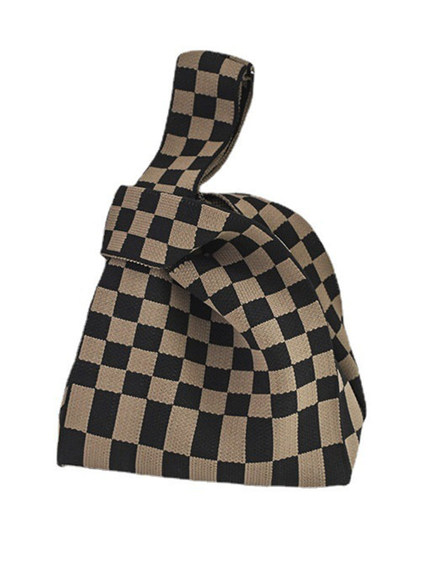 xakxx Casual Weave Contrast Color Plaid Bags Accessories