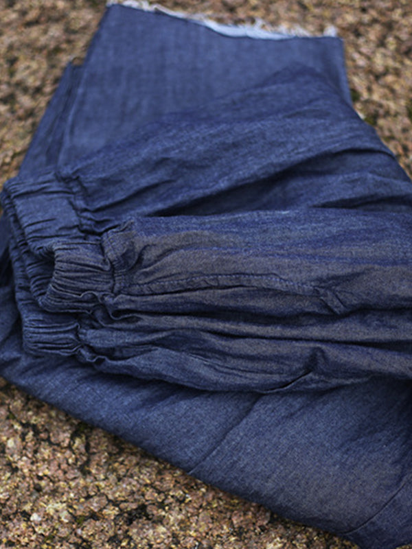 xakxx Vintage Loose Denim Color Wide Leg Jean Pants