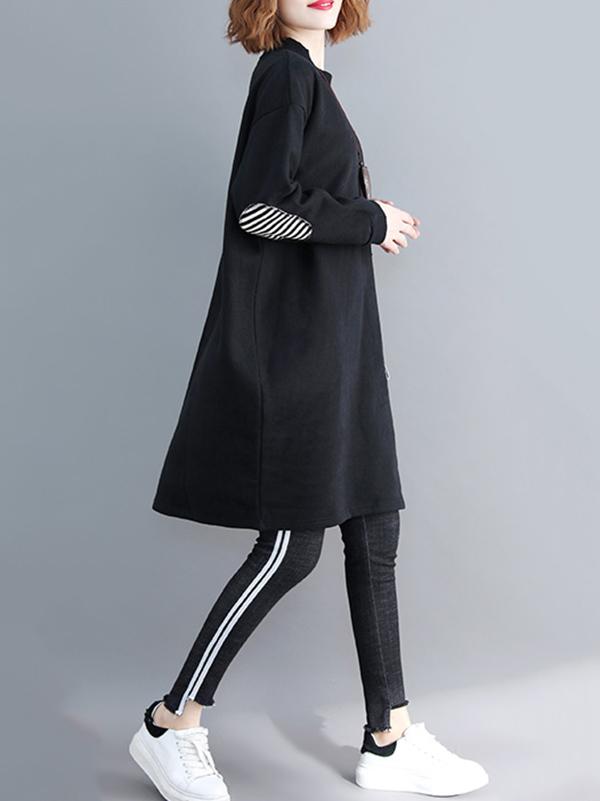 xakxx Casual Pocket Long Sweatshirt Short Dress