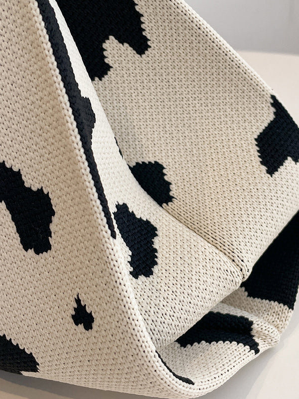 xakxx Urban Knitting Cow Pattern Bags Accessories Handbags