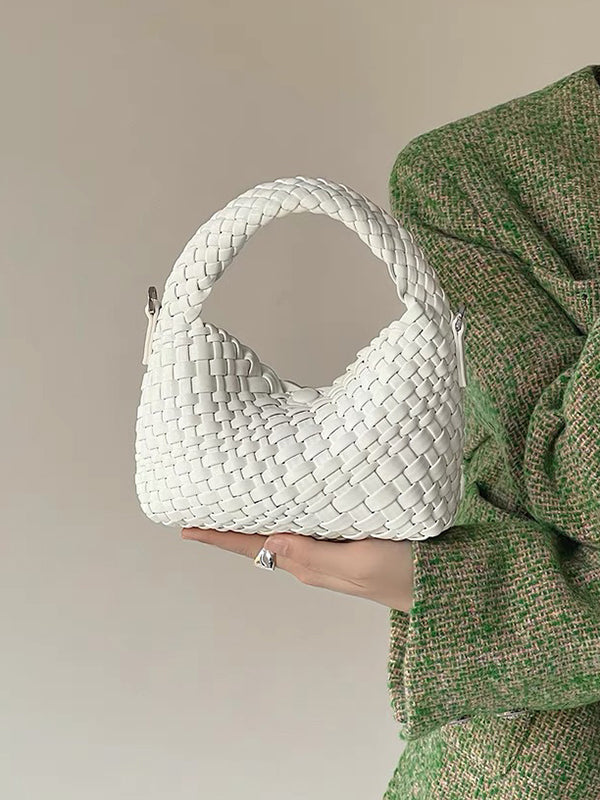 xakxx Cute Solid Color Woven Bags Handbags