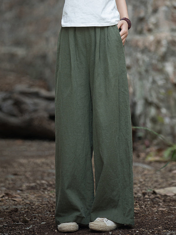 xakxx Wide Leg Elasticity Solid Color Pants Trousers