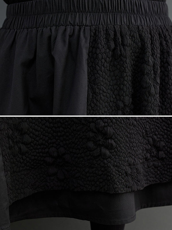 xakxx A-Line Loose Jacquard Solid Color Split-Joint Skirts Bottoms