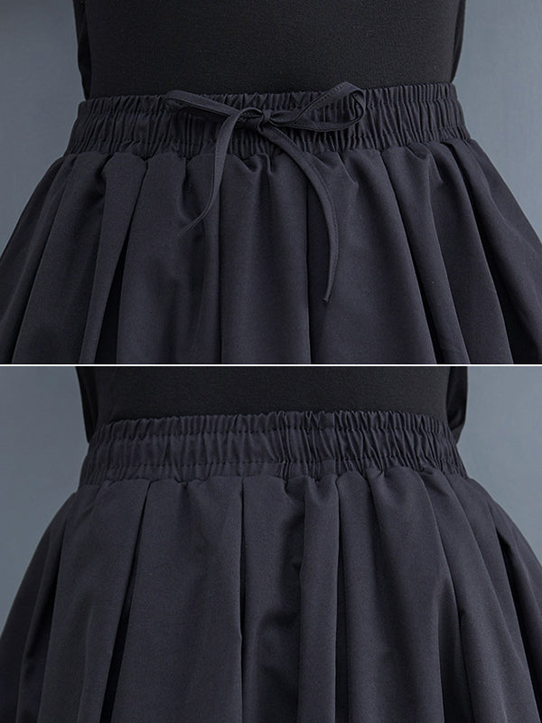 xakxx Urban Loose Drawstring High Waisted Black Bubble Skirt