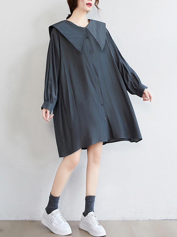 xakxx Original Printed Doll Collar Shirt Dress
