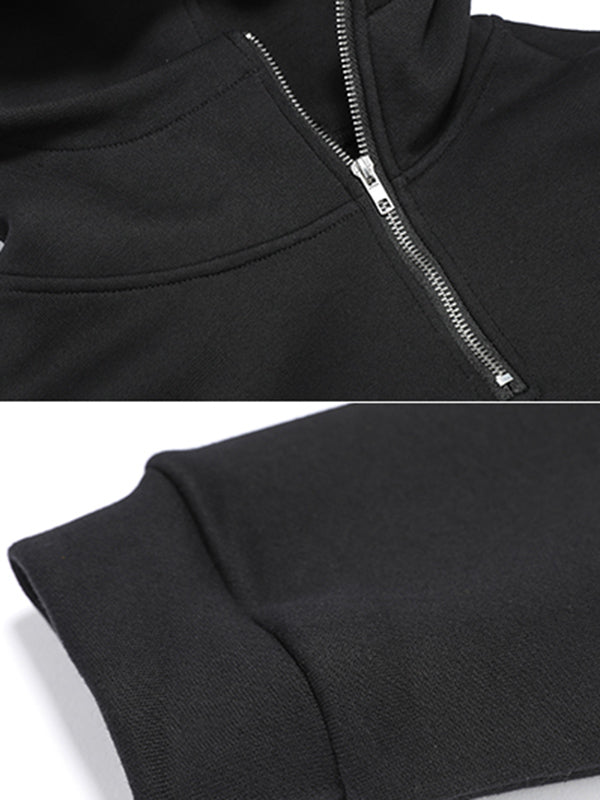 xakxx Stylish Black Asymmetric Zipper Hoodies