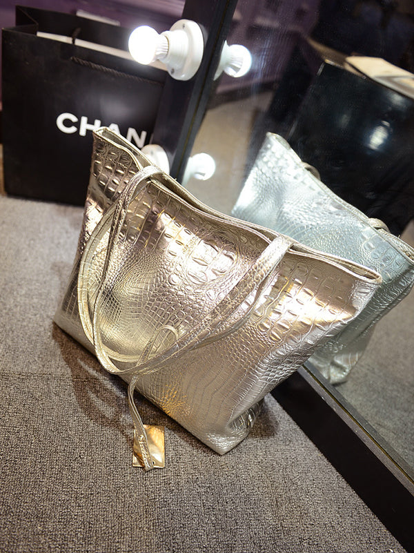 xakxx Original Solid Color Shiny Tote Bag