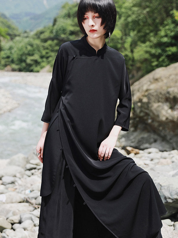 xakxx Vintage Solid Buckle Long Cheongsams