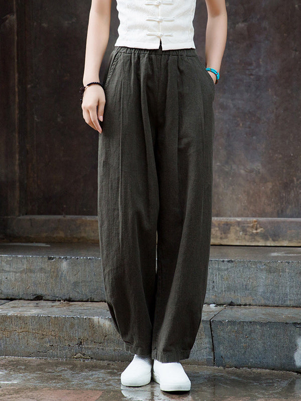 xakxx Bloomers Solid Color Casual Pants Bottoms Trousers