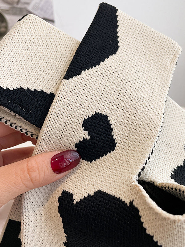xakxx Urban Knitting Cow Pattern Bags Accessories Handbags