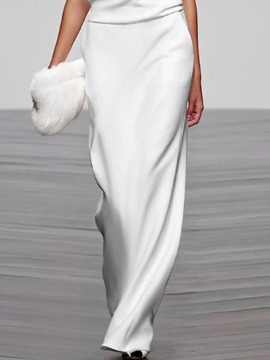 xakxx Loose Sleeveless Solid Color High-Neck Vest Tops&Skirts Bottoms Two Pieces Set