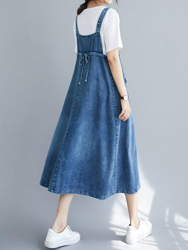 xakxx Original Solid Denim Strapless Dress