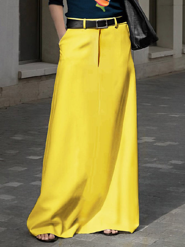 xakxx Simple High Waisted Solid Color Skirts Bottoms
