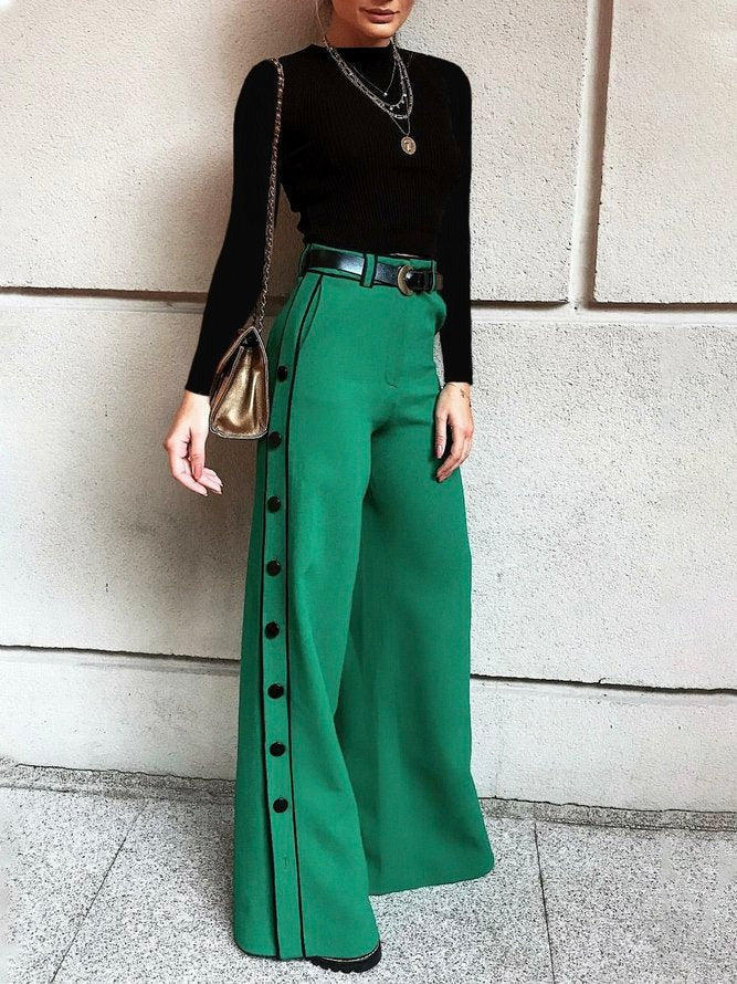 xakxx Stylish Wide Leg H-Line Solid Color Pants