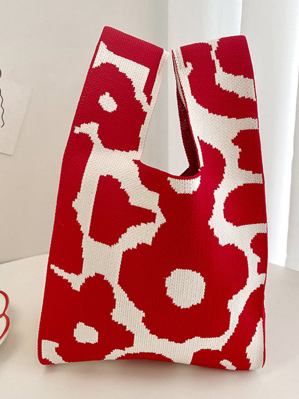 xakxx Floral Printed Bags Accessories Woven Handbag