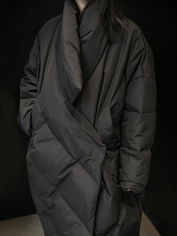 xakxx Thicken Solid Warm Irregularity Duck Down Coat