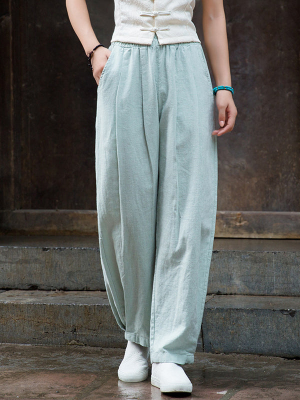 xakxx Bloomers Solid Color Casual Pants Bottoms Trousers