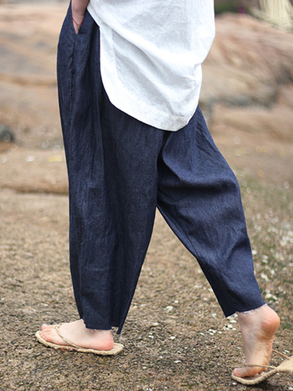 xakxx Vintage Loose Denim Color Wide Leg Jean Pants