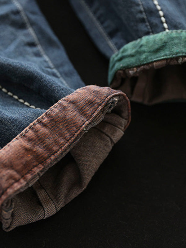 xakxx Vintage Loose Embroidered Elasticity Harem Jean Pants Bottoms