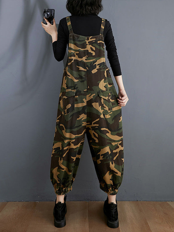 xakxx Original Camouflage Elasticity Harem Denim Overalls